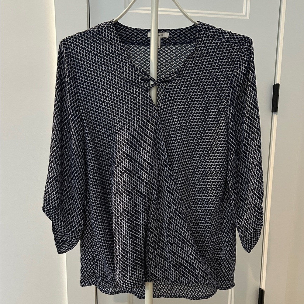 Maurices Navy and White Patterned Blouse